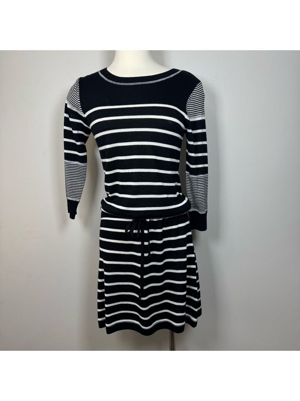 Rachel Zoe Black and White Striped Long Sleeve Dress